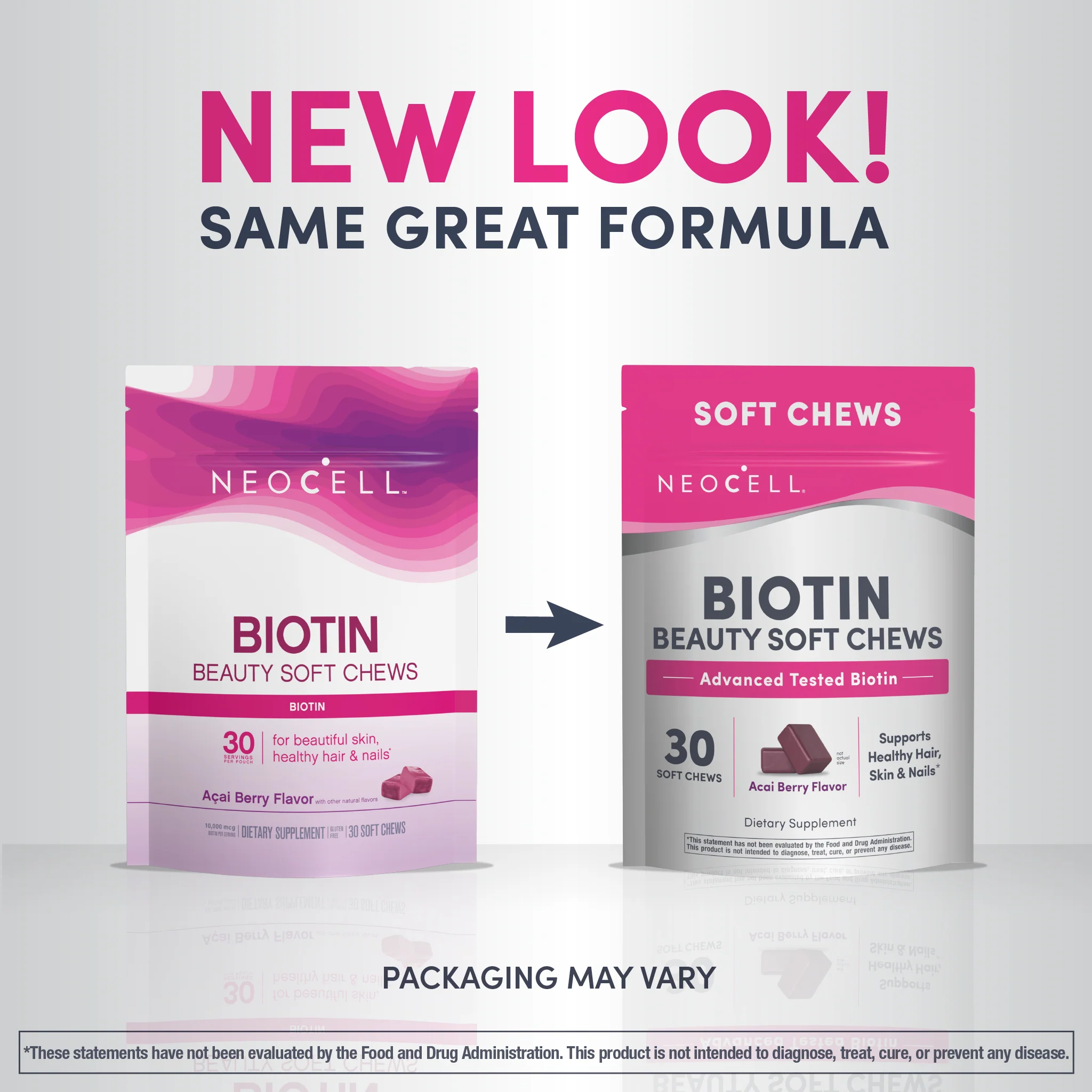 Biotin Beauty Acai Berry Flavor, 30 Tasty Soft Chews - Image 3