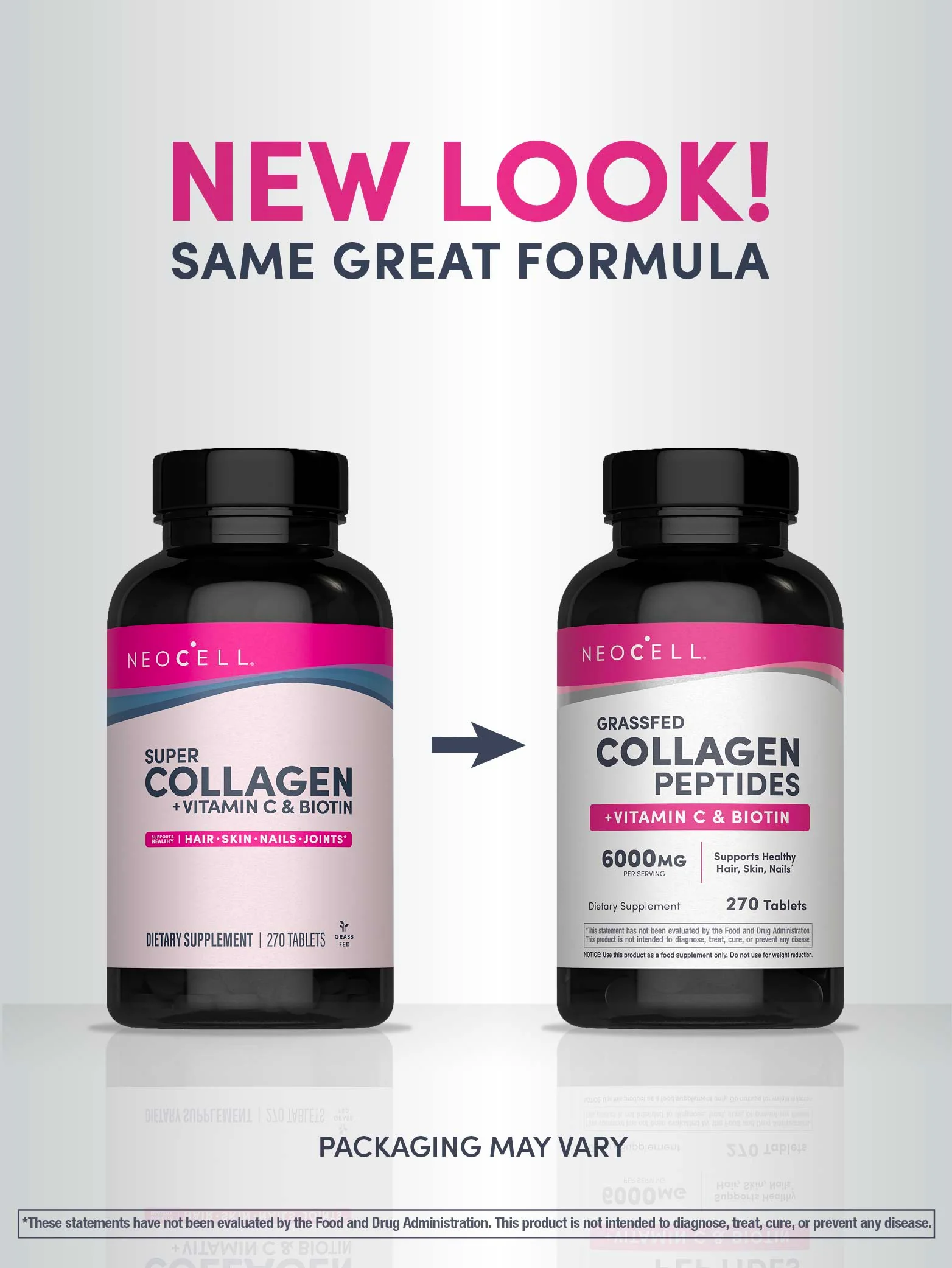 Grassfed Collagen Peptides + C & Biotin, 6000 mg, 270 Caplets - Image 5